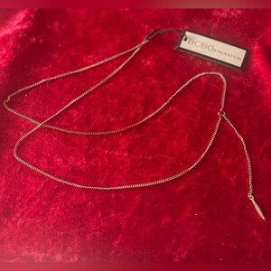 #J151 BCBGeneration 27" Lariat Style Rose Gold Chain with Crystal filled lancet
